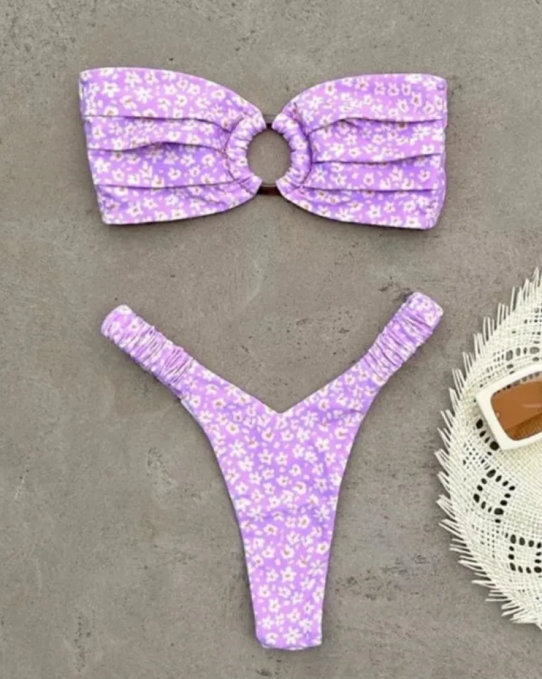Bandeau Bikini Daisy Flowers