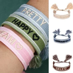 Baumwolle Strick Armband Good Vibes