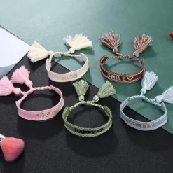 Baumwolle Strick Armband Good Vibes