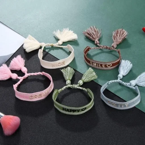Baumwolle Strick Armband Good Vibes