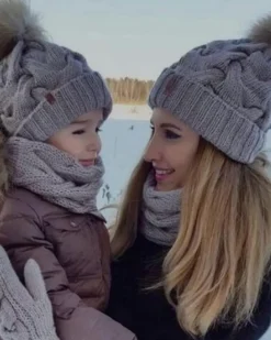 Beanies Bommel Wintermützen Mam & Kids