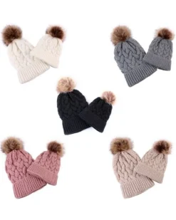 Beanies Bommel Wintermützen Mam & Kids