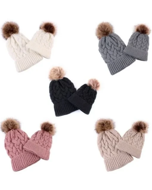 Beanies Bommel Wintermützen Mam & Kids