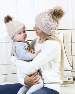 Beanies Bommel Wintermützen Mam & Kids