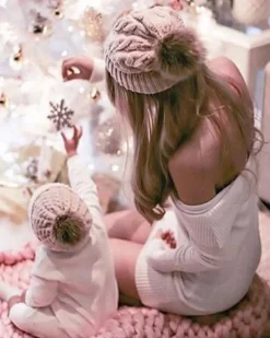 Beanies Bommel Wintermützen Mam & Kids