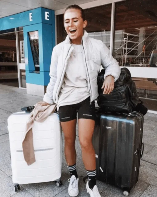 Biker Leggings "catch flights not feelings"