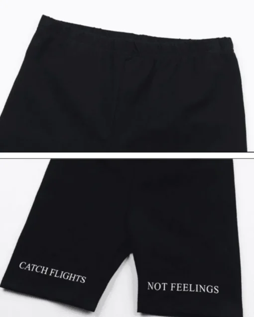Biker Leggings "catch flights not feelings"
