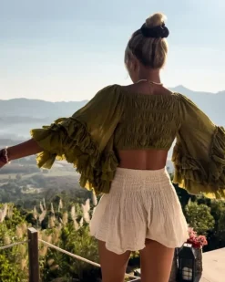 Boho Crop Shirt Aloe