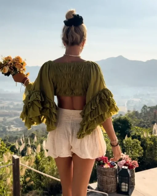 Boho Crop Shirt Aloe