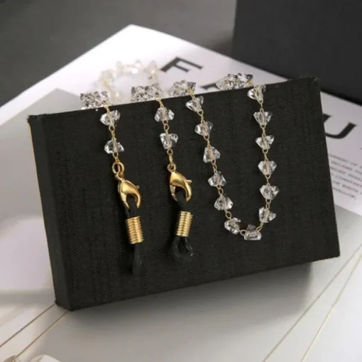 Brillen- Maskenkette Clear Stones