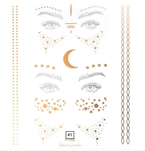 FLASH TATTO's Gesicht Mond & Sterne