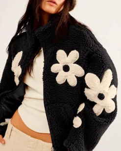 Fleece Jacke Plüsch Flower
