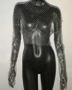 Glitzer Netz Crop Shirt Baila