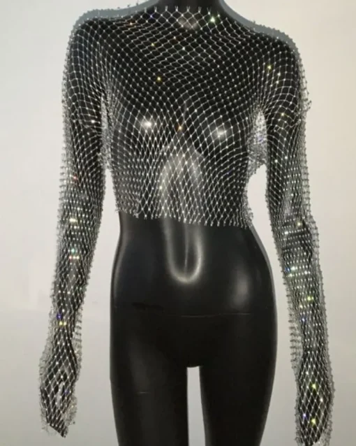 Glitzer Netz Crop Shirt Baila