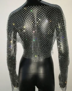 Glitzer Netz Crop Shirt Baila