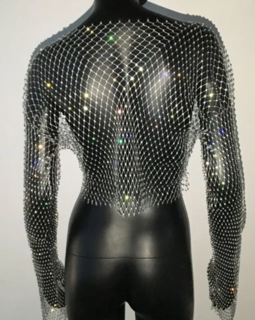 Glitzer Netz Crop Shirt Baila
