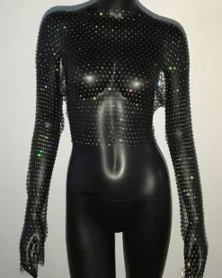 Glitzer Netz Crop Shirt Baila
