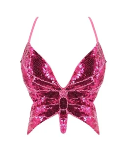 Glitzer Pailletten Top Schmetterling
