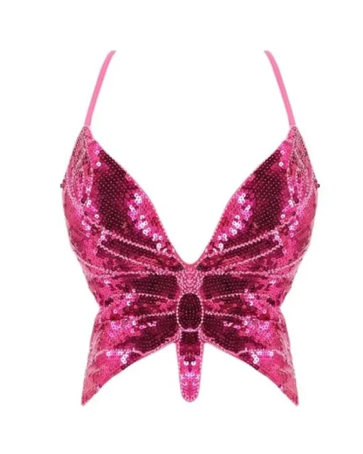 Glitzer Pailletten Top Schmetterling