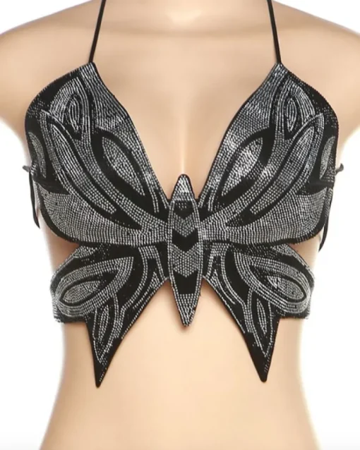 Glitzer Pailletten Top Schmetterling