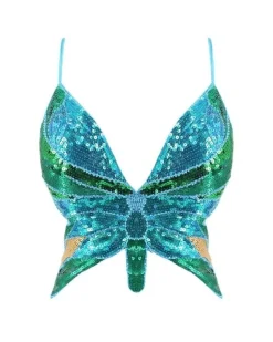 Glitzer Pailletten Top Schmetterling