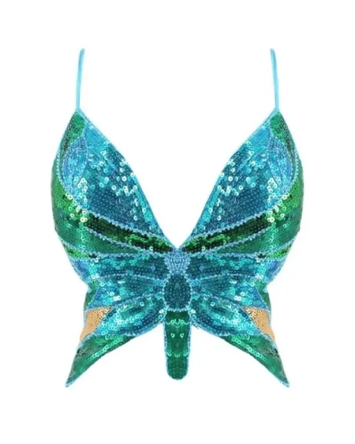 Glitzer Pailletten Top Schmetterling