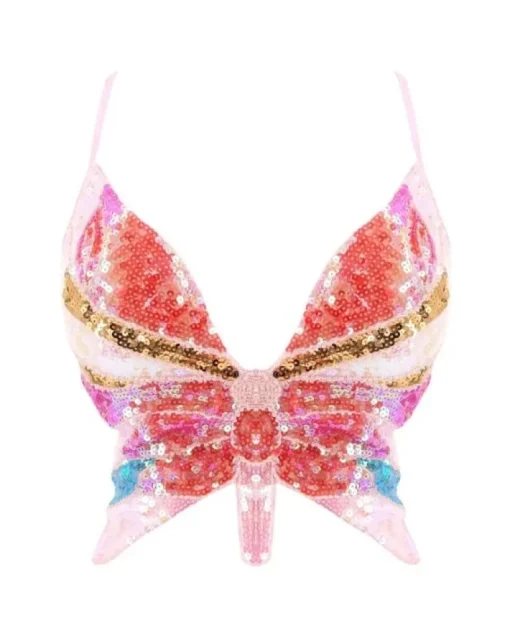 Glitzer Pailletten Top Schmetterling
