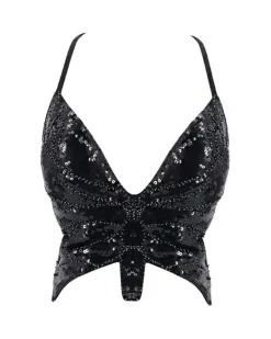 Glitzer Pailletten Top Schmetterling