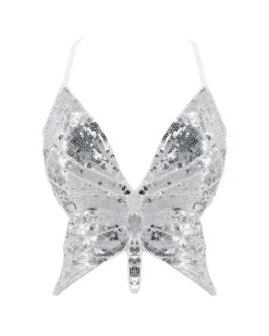 Glitzer Pailletten Top Schmetterling