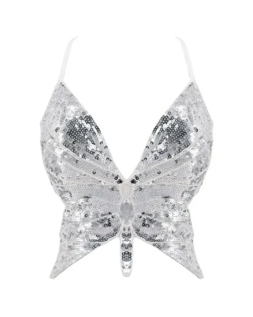 Glitzer Pailletten Top Schmetterling