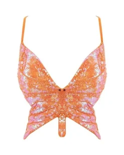 Glitzer Pailletten Top Schmetterling