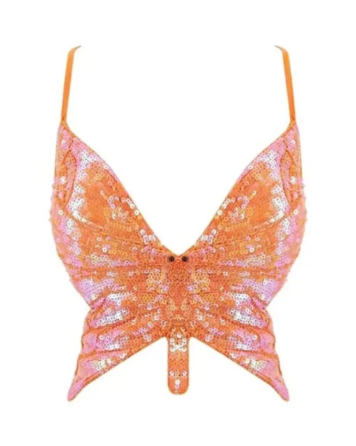Glitzer Pailletten Top Schmetterling