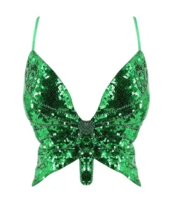 Glitzer Pailletten Top Schmetterling