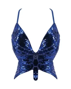 Glitzer Pailletten Top Schmetterling