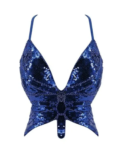 Glitzer Pailletten Top Schmetterling