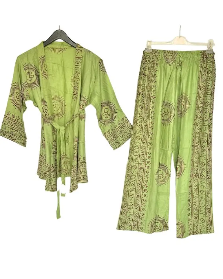 Grünes Om Set Hose & Kimono Aroha