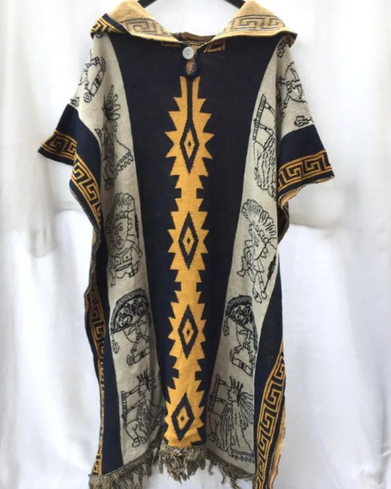 Herren Boho Kapuzen Poncho Lias