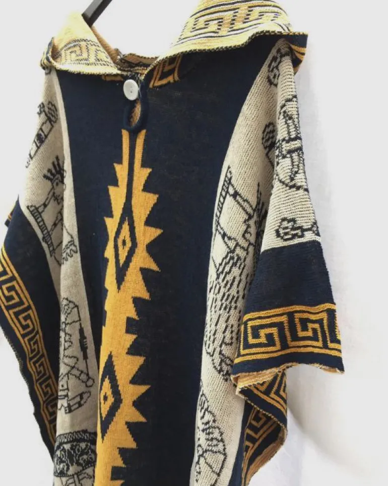 Herren Boho Kapuzen Poncho Lias