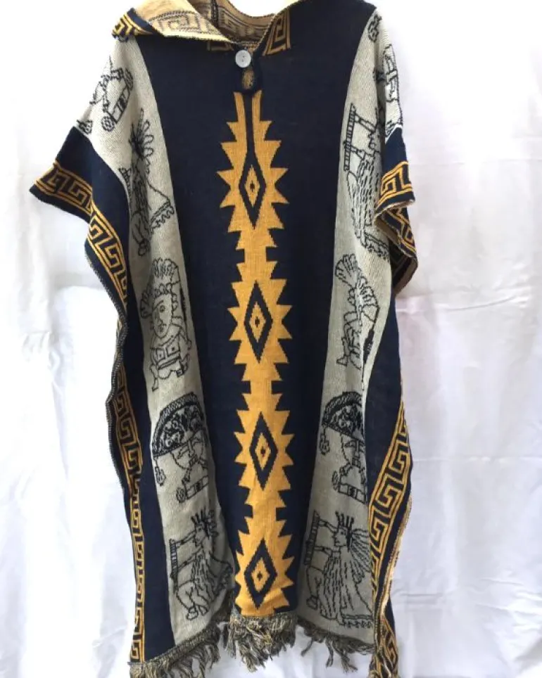 Herren Boho Kapuzen Poncho Lias