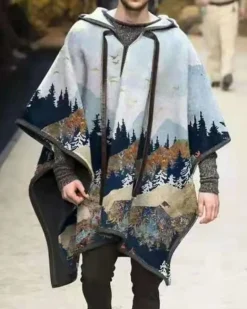 Herren Poncho Cape Die Berge