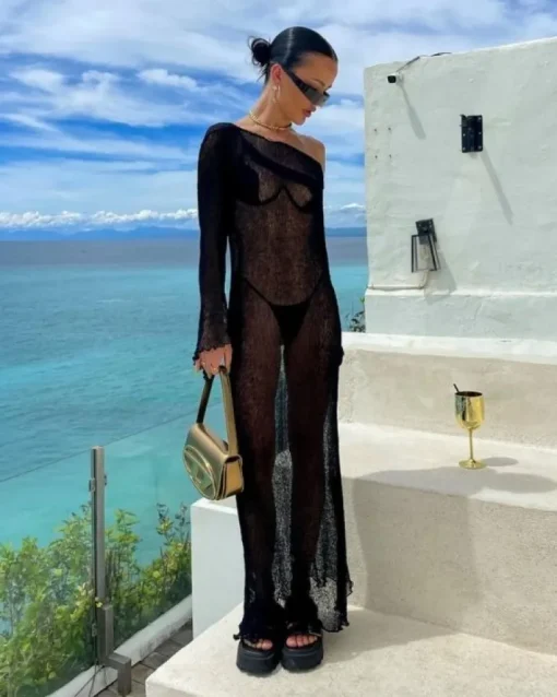 Langes Mesh Kleid Palmar