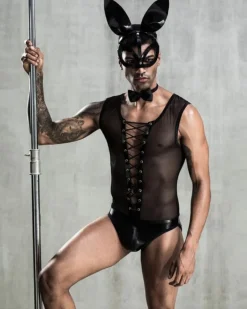 Männer Fetisch Bodysuit Black Bunny
