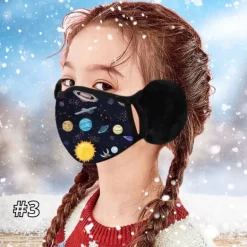 Ohrenwärmer Kindermaske Dino Planet