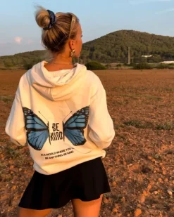 Oversize Hoodie Be Kind | Blue Butterfly