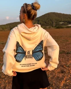 Oversize Hoodie Be Kind | Blue Butterfly