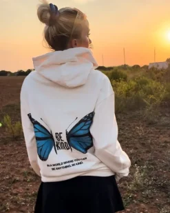 Oversize Hoodie Be Kind | Blue Butterfly
