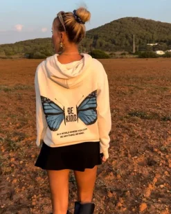 Oversize Hoodie Be Kind | Blue Butterfly