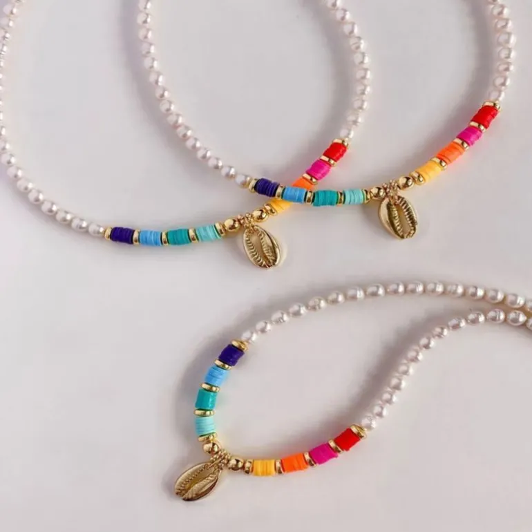 Perlen Halskette Golden Seashell