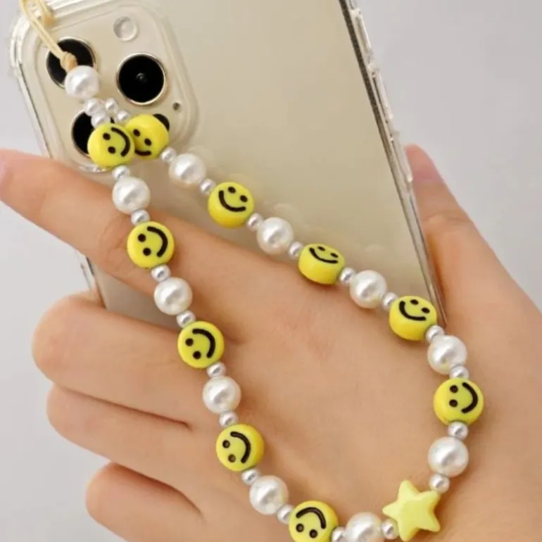 Perlen Handykette Happy Smile