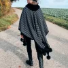 Poncho Cape Pompom Chic